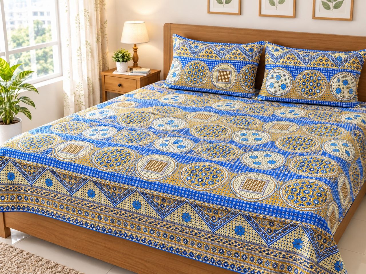 Double Size Flat Cotton Bed Sheet- Two Pillow Covers Included - Image 8