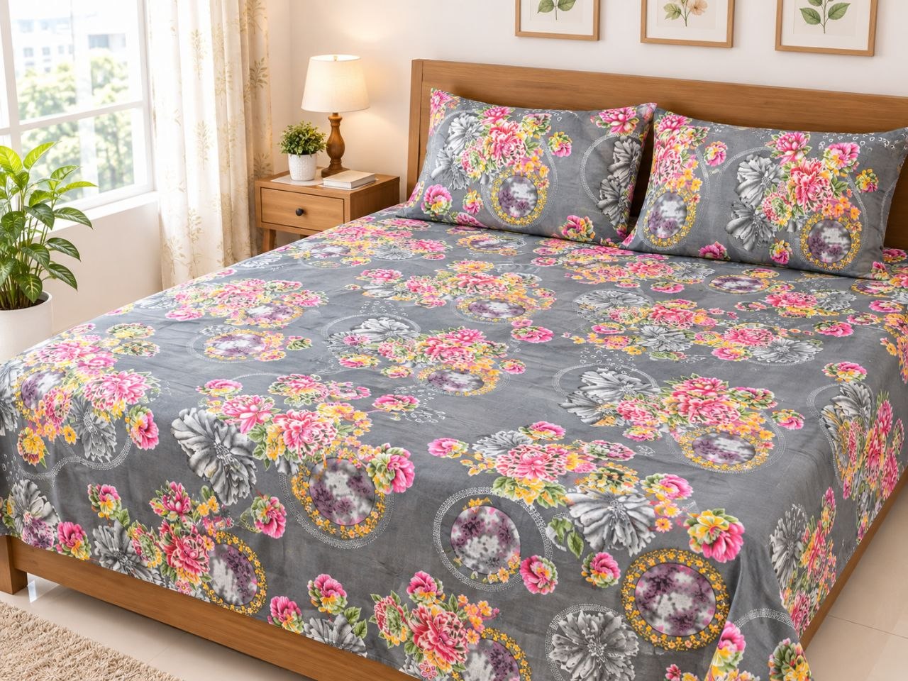 Double Size Flat Cotton Bed Sheet- Two Pillow Covers Included - Image 10